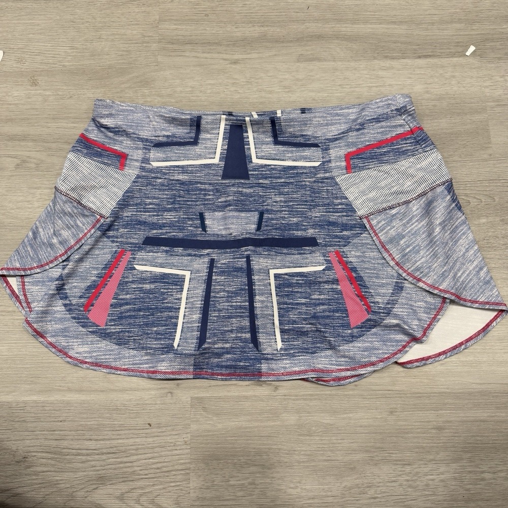 Lucky In Love Tennis Pickleball Golf Skirt Skort XL Blue Abstract Athletic